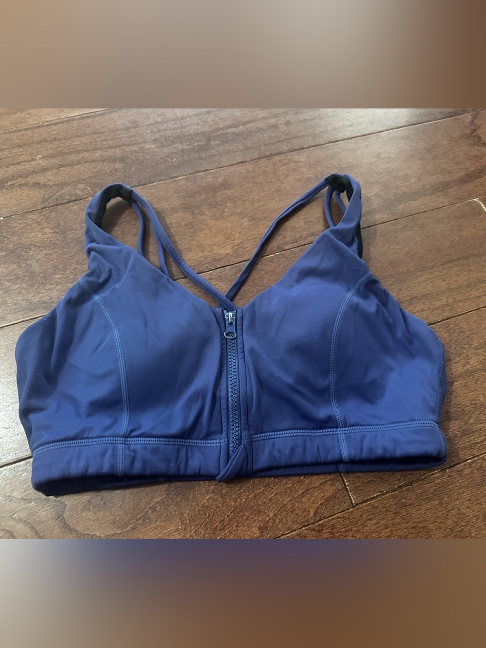 Front-Zip Navy Sports Bralette